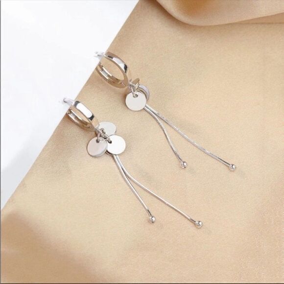 #2 Sterling Silver Coin Tassel Earrings - Picture 4 of 6